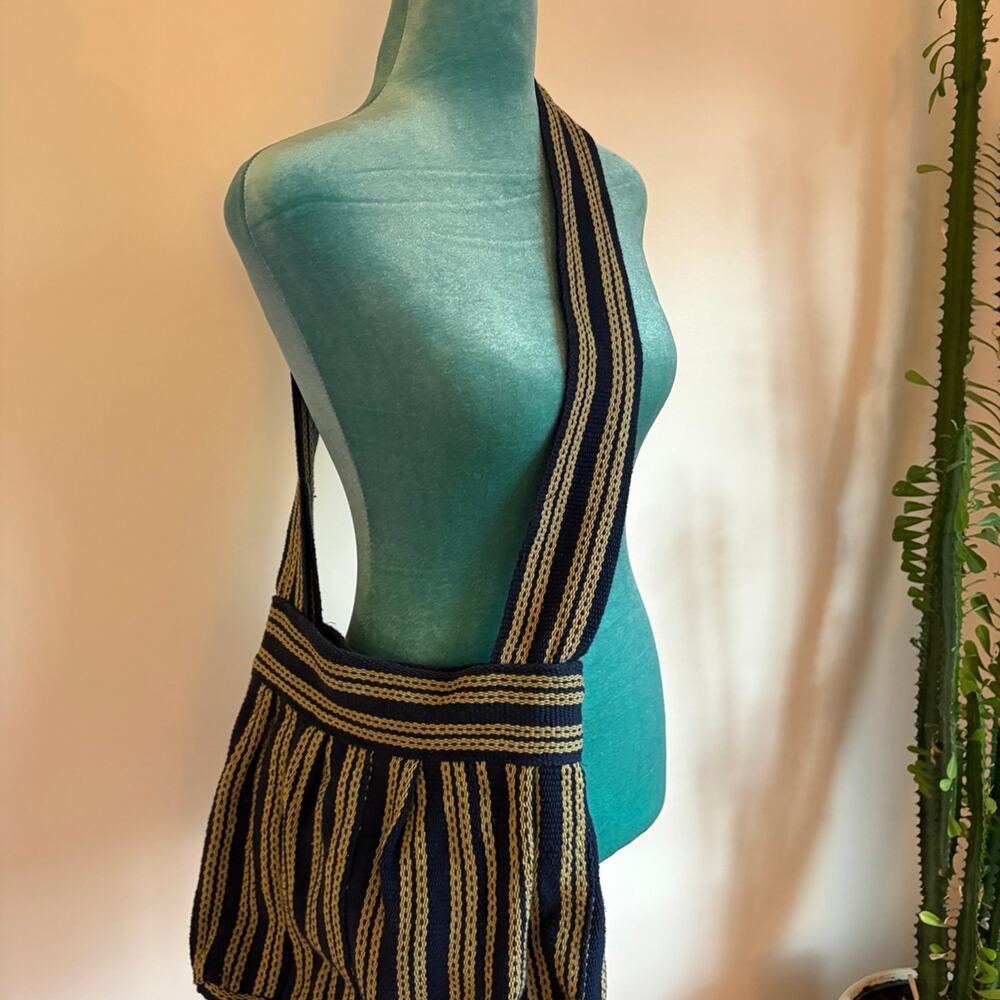 Knit Striped Crossbody Bag | Boho Coastal Grandmother 100% Cotton Woven handmade